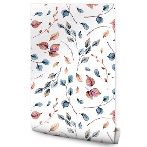 Papel Pintado Hojas Ramitas De Colores Para El Salón No Tejido 53cm x 10m