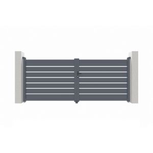 Puerta abatible 3,5m vogel al.140cm alu gris + 2 postes 20x20cm al.166cm