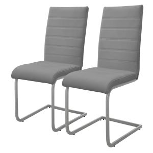Set 2x silla de comedor tapizada de pu imitación de cuero gris