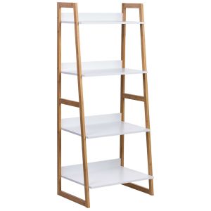 Estantería de madera 4 baldas blanca 50x36x120h cm