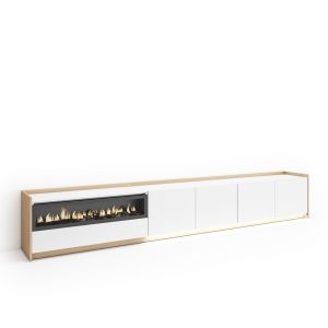 Mueble tv, 310x37x50cm, chimenea eléctrica, LED rf4876