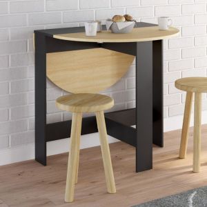Mesa plegable redonda - negro madera - 103,5 x 76 cm
