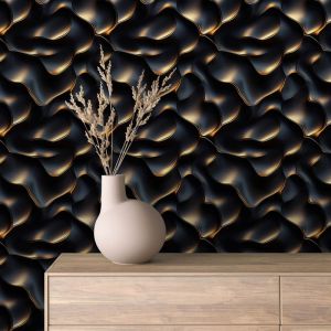 Papel pintado 3d olas onduladas negras 60cm por 250cm