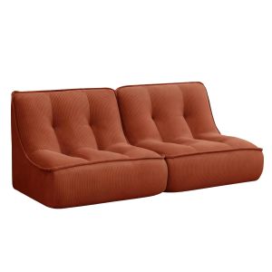 Oviala - juego de 2 sillones de tela 160 x 90 x 70 cm color terracota