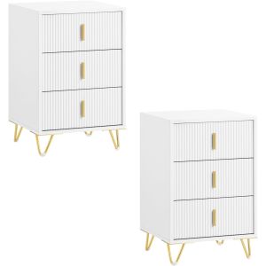 Sobuy set de 2 comodines con 3 cajones blanco