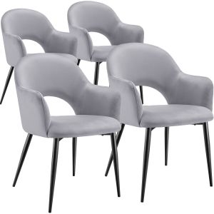 4 sillas de comedor aspecto terciopelo 57 x 61,5 x 87,5 cm gris claro