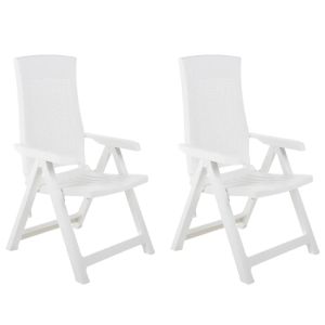 vidaXL sillas de jardín reclinables 2 unidades plástico blanco