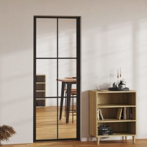 Puerta interior vidrio esg y aluminio negro 76x201,5 cm wef7909