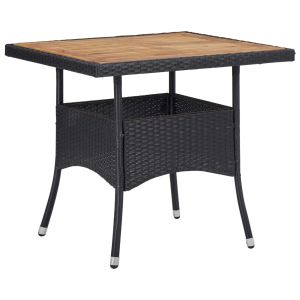 vidaXL mesa comedor para jardín ratán sintético madera de acacia negro
