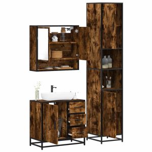 Set de muebles baño 3 pzas madera contrachapada roble ahumado esb7049
