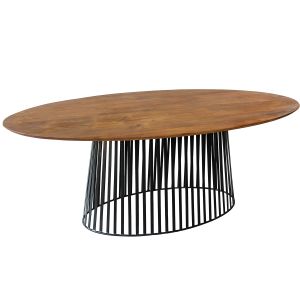 Mesa comedor ovalada madera mango cl. Nogal pie metal