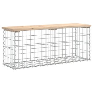 vidaXL banco jardín diseño gaviones madera maciza pino 103x31,5x42 cm