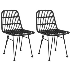 vidaXL sillas de jardín 2 unidades ratán sintético negro 48x62x84 cm