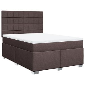 vidaXL cama box spring con colchón tela marrón oscuro 160x200 cm