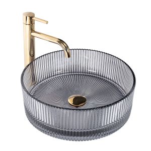 Rea lavabo sobre encimera ingrid 36 grey oval, 36x36x11,5 cm