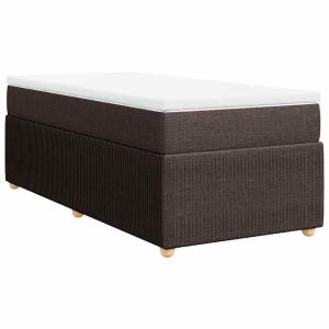 vidaXL cama box spring con colchón tela marrón oscuro 90x190 cm
