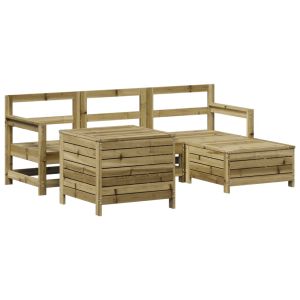 vidaXL juego de sofás de jardín 5 piezas madera de pino impregnada