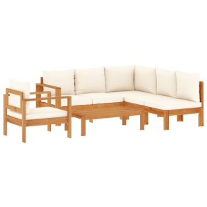 vidaXL set de sofás de jardín con cojines 5 pzas madera maciza acacia