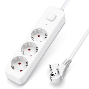 Aigostar regleta 3 enchufes, alargador 3m con interruptor, blanco
