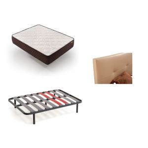Pack colchón 135x200 y somier y cabecero beis descansin