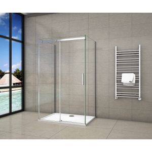 Mampara de ducha corredera+dos paneles laterales,1000x700x700x1950mm