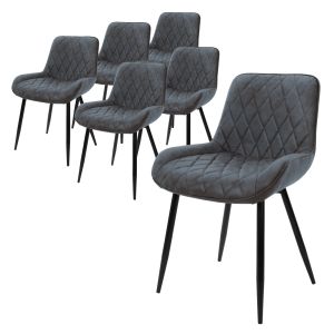 Juego 6 sillas de comedor/salón de terciopelo antracita 84cm