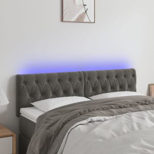 Cabecero con LED de terciopelo gris oscuro 160x7x78/88 cm eso6528