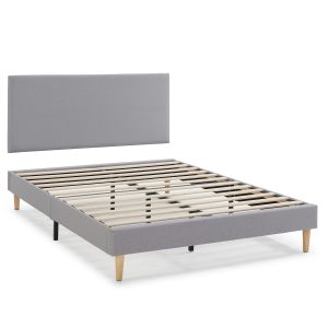 Base tapizada + cabecero aura 160x200 cm  gris claro