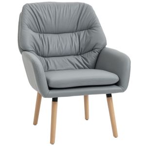 Butaca de salón 68x74x89 cm cuero sintético, madera de caucho color gris