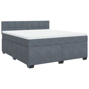 vidaXL cama box spring con colchón terciopelo gris oscuro 180x200 cm