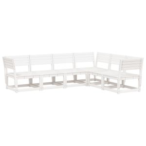 vidaXL juego de sofás de jardín 6 piezas madera maciza pino blanco