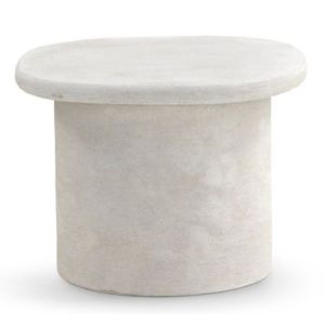 Mesa de centro de poliresina color cemento blanco, 58x58x40cm