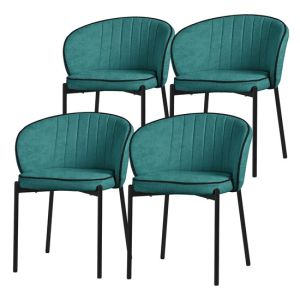 4x sillas de comedor turquesa oscuro con funda de tela y respaldo