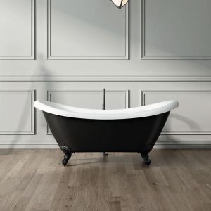 Bañera con patas darlington negra  175 cm patas águila negras