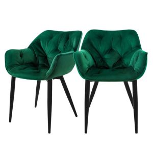 2x sillas de terciopelo grueso verde oscuro asiento ergonómico