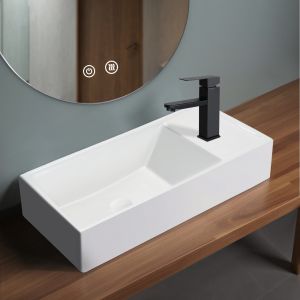 Nettlife lavabo cerámico rectángulo blanco 40x22