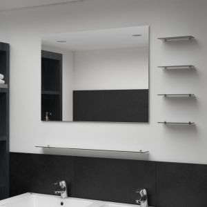 Espejo de pared con 5 estantes plateado 80x60 cm