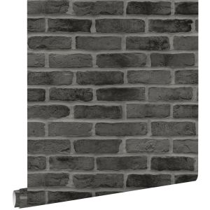 Estahome papel pintado pared de ladrillos negro 53 cm x 10.05 m