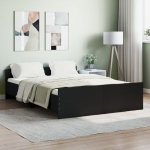 Cama con cabecero piecero negro 135x190cm