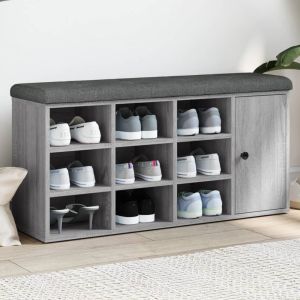 Banco zapatero madera de ingeniería gris sonoma 102x32x50 cm esxt2226