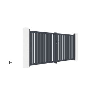 Pack puerta abatible 3,5m a.160cm veymont + 2 postes eifel a.190cm gris