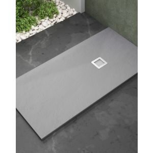 Plato ducha resina extraplano 110 x 90cm textura pizarra suave gris