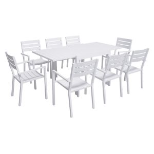 Conjunto de jardín venezia extensible 90/180 de 8 plazas aluminio blanco