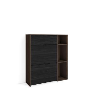 Zapatero, 90x102x27cm, roble oscuro y negro