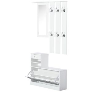 Estante para zapato 90x10x91 cm tablero de partículas color blanco Homcom
