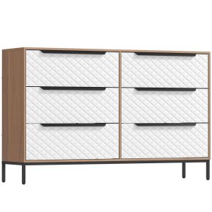 Cómoda de tela 117.5x30x73.5 cm tela no tejida, mdf color marrón Homcom