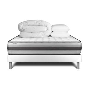 Pack cama completa - colchón 140x200cm + somier con láminas (en kit) + 2 al