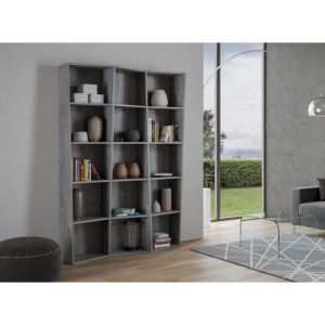 Biblioteca de madera gris cemento desestructurada brika 137 cm