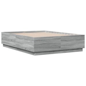 vidaXL estructura cama con luces LED madera gris sonoma 135x190 cm