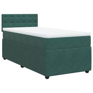 vidaXL cama box spring con colchón terciopelo verde oscuro 100x200 cm